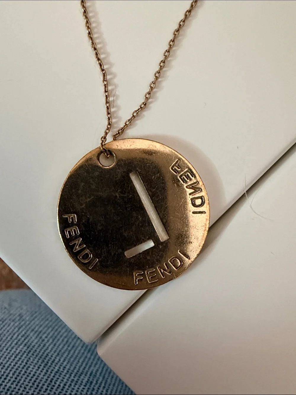 Fendi Gold-Tone Initial 'L' Disc Necklace - Women Jewelry
